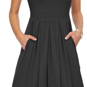 Women's Sleeveless Summer Dress Rayon Spandex Knee Length Pockets Casual